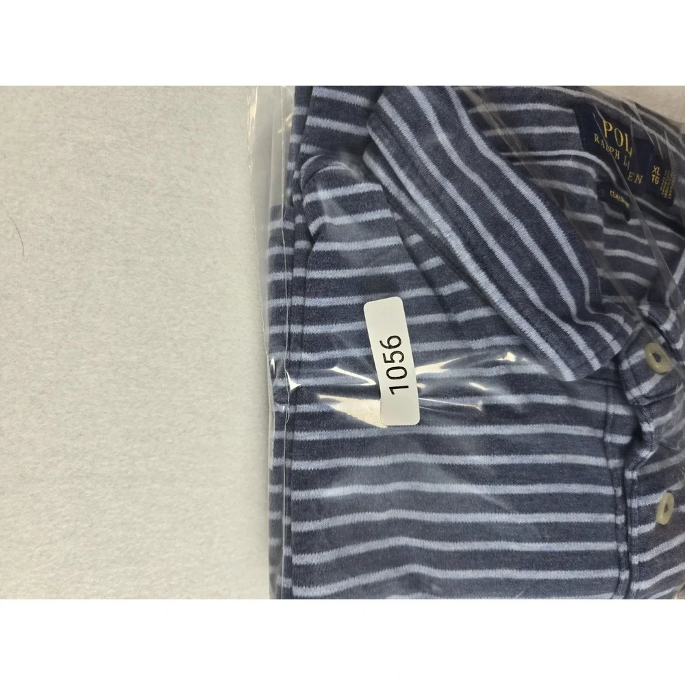 Polo Ralph Lauren Men's Blue Striped Short Sleeve Polo Shirt Size XL Emb Pony